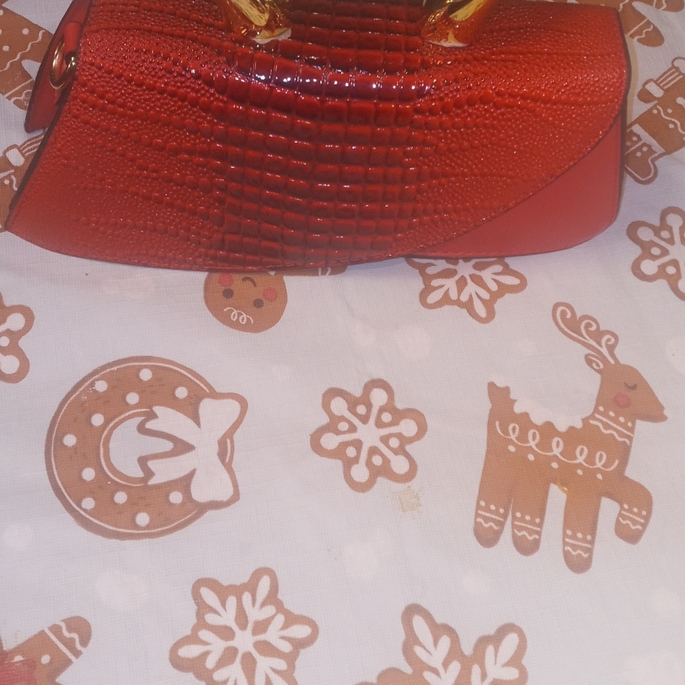 Elegant Red Crocodile-Embossed Handbag